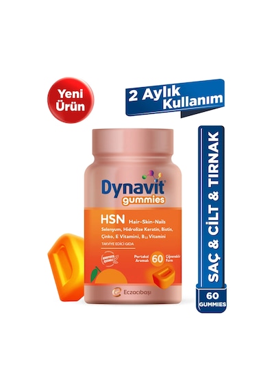 Dynavit Gummies Hsn Hair Skin Nails 60 Çiğnenebilir Form - Hidrolize Keratin, Biotin - Saç&cilt&tırnak
