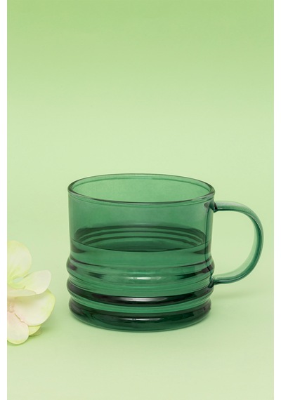 Glass In Love Renkli Kulplu Cam Bardak - Bombeli / Yeşil