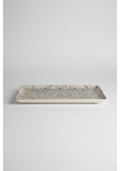 6'lı Flora Dikdörtgen Kayık Tabak 30x22.5cm Dijital Fade Rinart Krem