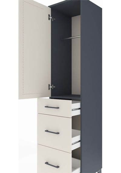 Hyperion Dolap Tek Raflı 3 Çekmeceli Tek Askılı 44x44x195 Antrasit-aytaşı Antrasit