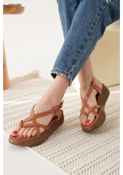 Trendella Taba Hakiki Deri Sandalet Tr31my60a Siyah