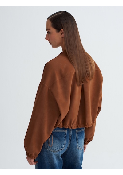 Dilvin 60781 Süet Bomber Ceket-taba Taba