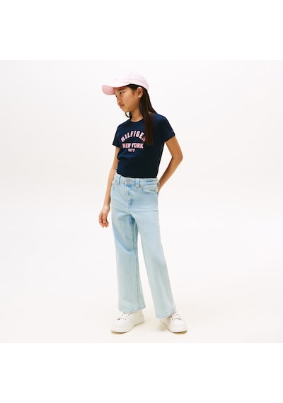 Tommy Hilfiger Glitter Curve Nyc Logo Çocuk Lacivert T-shirt Kg0kg08813 Lacivert