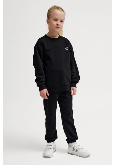 Hummel Pamuklu Loose Fit Bisiklet Yaka Sweat Unisex Çocuk Sweat 232950-2001 Siyah