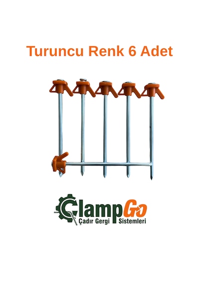 Clampgo Sert Zemin Çadır-tente-tarp Kazığı 8 Mm Kalınlığında 21 Cm Uzunluğunda 6 Adet Turuncu