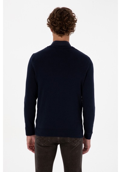 U.S. Polo Assn. Erkek Slim Fit V Yaka Lacivert Basic Triko Kazak 50313662-VR033