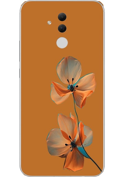 Huawei Mate 20 Lite Uyumlu Hibüskus Çiçeği Baskılı Silikon Kılıf Renkli