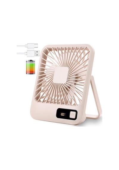 Küçük Masa Fanı, Taşınabilir Usb Şarj Edilebilir, 2000mah Pil Ve Lcd Ekranlı Eğilebilir Katlanabilir Kişisel M