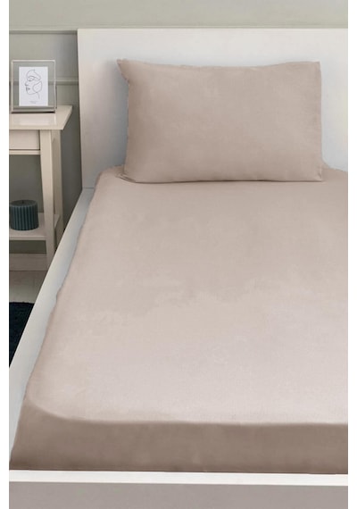 Lionas Lastiksiz Dokuma Düz Renk 160x240 Çarşaf Ve Yastık Kılıfı Bej