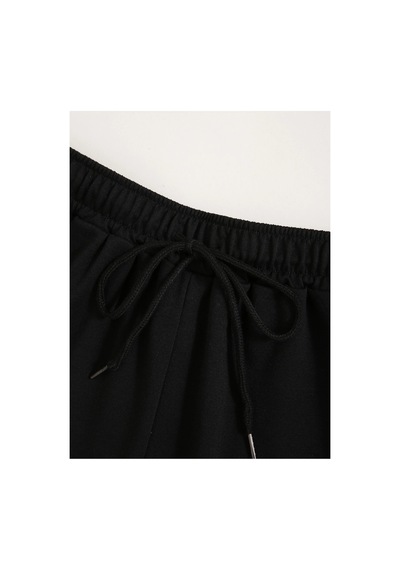 Tarzsokak Letter Graphic Drawstring Şort Siyah