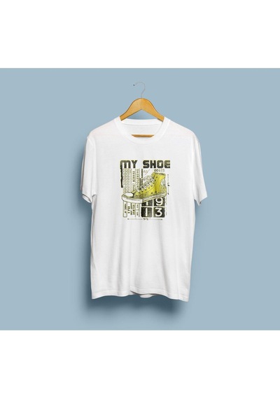 Oversize My Shoe Tasarım Unisex T-shirt Beyaz