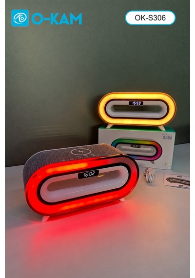 O-kam Ok-s306 Bluetooth Rgb Saatli Kablosuz Şarjlı Hoparlör