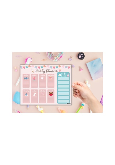 Çocuk Haftalık Planlayıcı - A4 - 30 Yaprak - Öğrenci Planlayıcı - Okul Planlayıcı - Ders Programı - 0512 Çok Renkli