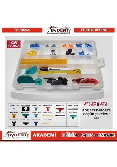Pdr Boyasız Göçük Düzeltme Set Çanta 12x3 46 Parça