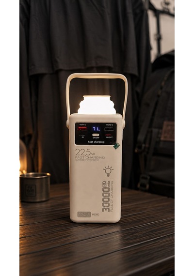 Powerway 30.000 Mah Pd 22.5w Dahili Kablolu Led Fenerli Powerbank Pd30 Beyaz