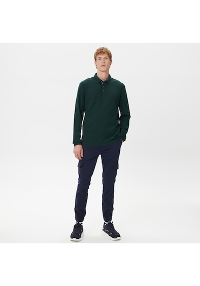 Nautica Erkek Yeşil Classic Fit Uzun Kollu Polo Düz K37351t Yeşil