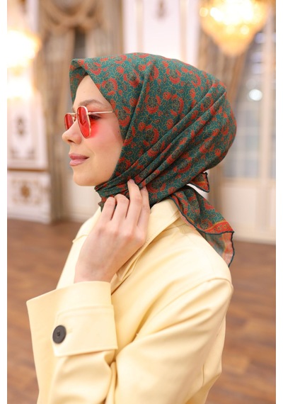 Silk Home Soft Eşarp 73077-18 Zümrüt, Turuncu, Hardal