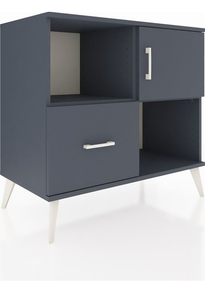 Hyperion Şifonyer 2 Raflı Tek Çekmeceli Tek Kapaklı 88x44x80 Antrasit-antrasit Antrasit