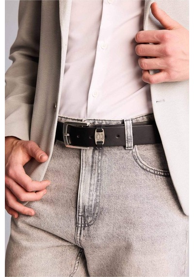 Defacto Erkek Dikdörtgen Toka Suni Deri Jean Kemeri H5094axnsbk27 Siyah-bk27