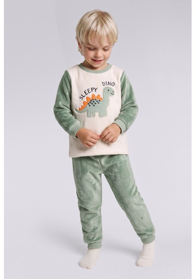 Defacto Dinozor Baskılı Pelüş 2li Pijama Takımı Erkek Bebek I2368a526cwkh434 Haki-kh434