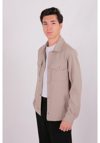 Twın Lıon Twin Lıon 1033 Slimfit Dış Gömlek Mont Bej
