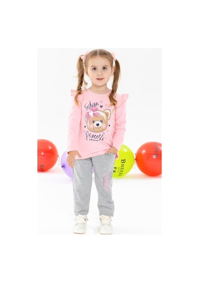 Breeze Kız Çocuk Taytlı Takım Fiyonklu Ayıcık Baskılı 1.5-5 Yaş, Pembe-pembe Pembe