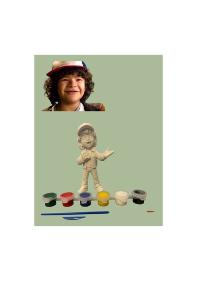 3d Stranger Things Dustin Figür Boyama Seti - Kendin Boya Hobi Ve Etkinlik Seti - Akrilik Boya + 2 Fırça
