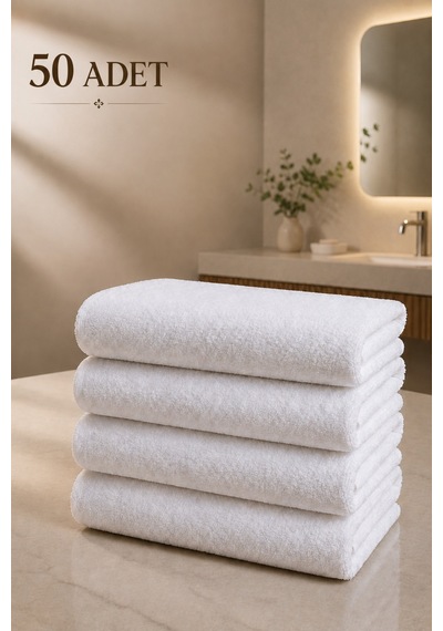 50 Adet Beyaz 50x85 Cm 200 Gram Bukle - Armür Otel El-yüz Havlusu Beyaz