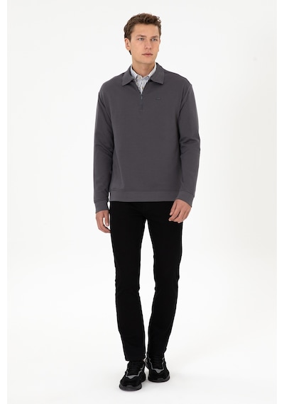 U.S. Polo Assn. Erkek Comfort Fit Yarım Fermuarlı Gri Sweatshirt 50316484-VR024 U.S. Polo Assn. Erkek Comfort Fit Yarım Fermuarlı Gri Sweatshirt 50316484-VR024