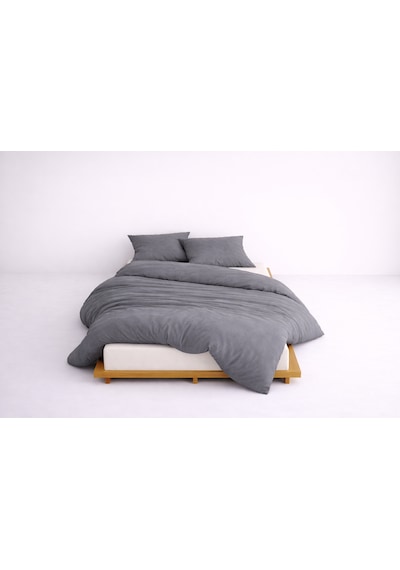 Lüks Ranforce Kumaş %100 Pamuklu Tek Kişilik Nevresim Takımı 160x220 Lastikli Çarşaf 120x200+30 Koyu Gri