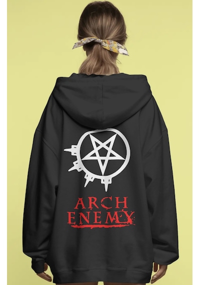 Sevbano Arch Enemy Rock Metal Müzik Grubu Sırt Baskılı Unisex Oversize Pr Siyah