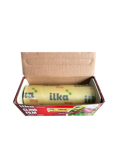 İlka Şeffaf Mutfak Rulo Streç Film Folyo - 45 Cm. X 500 Metre - Gıdaya Uygun - 1 Paket