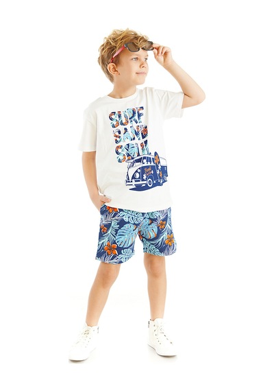 Denokids Mshb&g Surf Erkek Çocuk T-shirt Şort Takım Çok Renkli