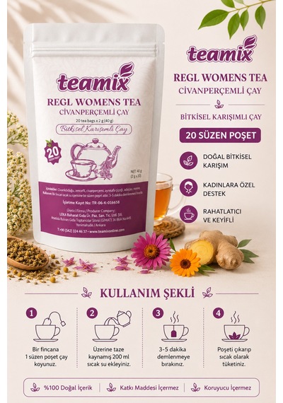 Regl Çayı Womens Tea Bitkisel Karışımlı Çay 20 Süzen Poşet Doypack Ambalaj