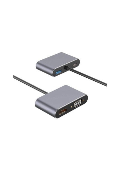 Type-c Hub Dönüştürücü Kablo Hdmı Vga Usb 3.0 Type-c 87w Çoklayıcı