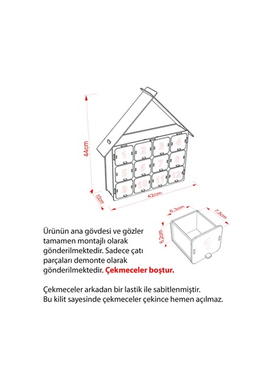 Mingitav Adventa Advent Calendar Ahşap 12 Çekmeceli Numaralı Karne Yılbaşı Doğum Günü Ödül Boş Hediye Kutusu Çocuk Odası Dekoru Pastel Pembe - Pastel Mavi - 889418564 Pastel Pembe - Pastel Mavi