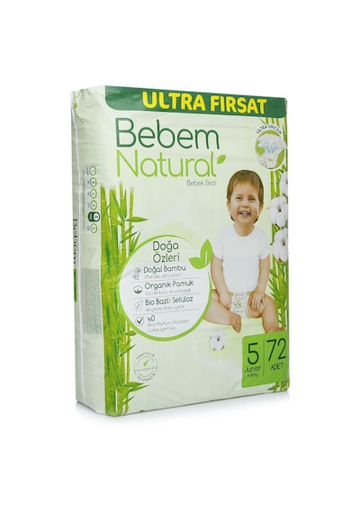 Bebem Natural Bebek Bezi 5 Numara Junior Ultra Fırsat Paketi 72 Adet