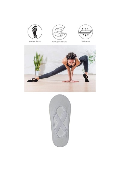 1 Adet Kadın Kaydırmaz Tabanlı Yoga Pilates Fitness Dans Ve Spor Çorabı Beyaz