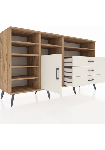 Kronos Konsol 8 Raflı 3 Çekmeceli Tek Kapaklı 176x59x99 Çam-ayta Çam-aytaşı