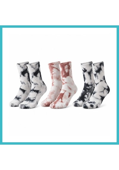 Bezos Unisex Batik Desenli Çorap 3'lü Set Pamuklu Uzun Soket Günlük Spor Nefes Alan Dikişsiz Dfnbez Çok  Renkli