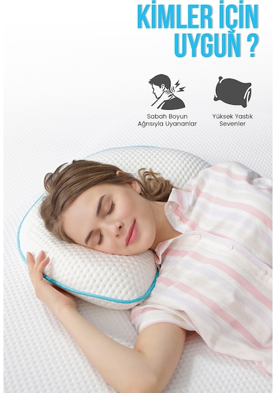 Viscofoam Yarım Ay Boyun Destekli Ortopedik Yastık Visco Yastık 60x40x12.5cm