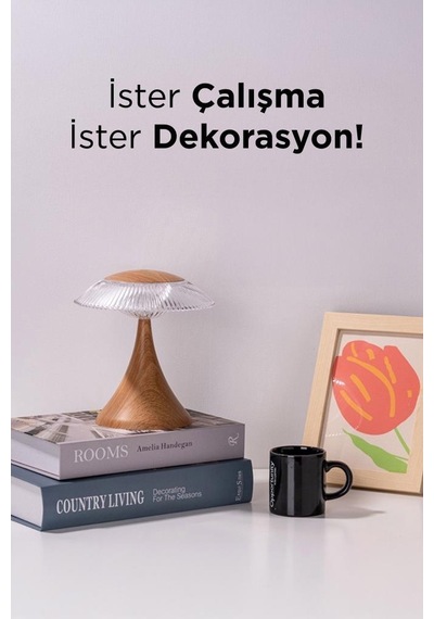 Lw-31 Wood Grain Abajur Karistal Elmas Masa Lambası Romantik Akrilik Led Gece Lambası Kahverengi