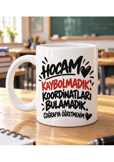 Coğrafya Öğretmeni Hediye Kupa- Öğretmenler Günü Özel Tasarım Beyaz