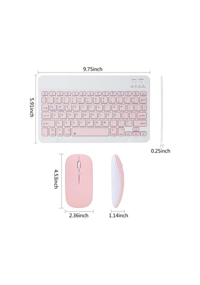 Kablosuz Bluetooth Klavye Ve Mouse Seti Tüm Cihazlarla Uyumlu Pembe Diğer