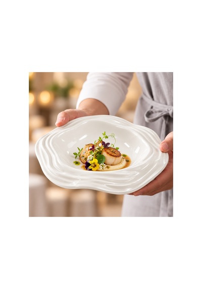 X Duygu Batum Momento Line Bowl Servis Sunum Tabağı Ekru - 923712323 Ekru