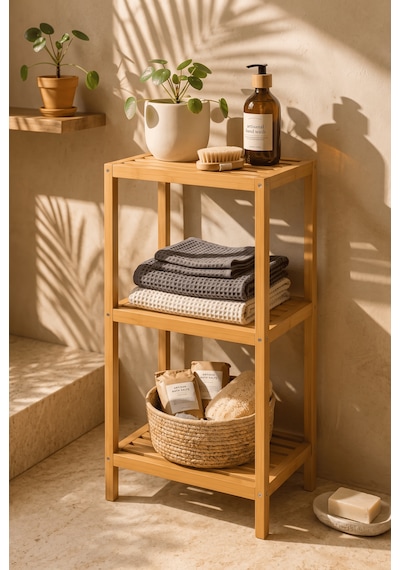 Robin Home 3 Raflı Bambu Çok Amaçlı Banyo & Mutfak Düzenleyici Bej
