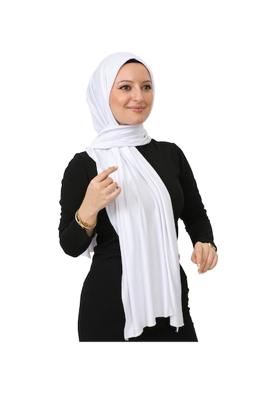Modish Group Şal Tesettür Başörtüsü Premium Kumaş Eşarp Uzun Islami Giyim Viskon - Beyaz Beyaz