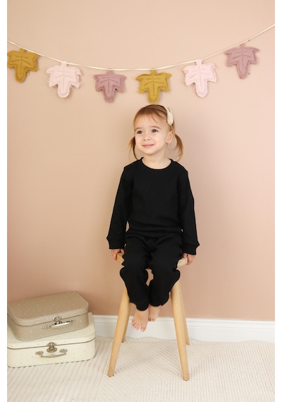 MiaBaby Kaşkorse Mevsimlik Pijama Takım Siyah
