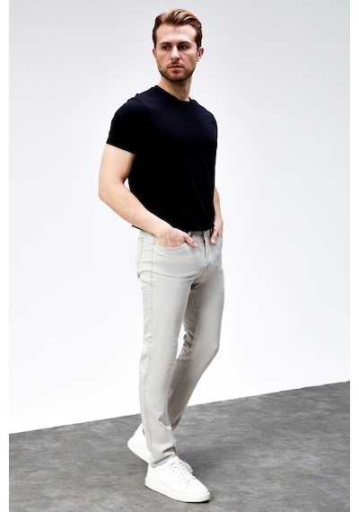 HLT Jeans Erkek Taşlamalı Mavi Regular Fit Rahat Kesim Esnek Likralı Denim Jeans Kot Pantolon Hlthe001918 Taş