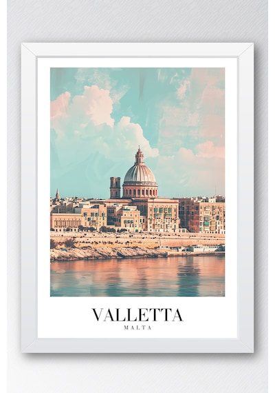 Valletta Malta Vintage Seyahat Posteri Çerçeveli Tablo - Premium Akdeniz Silüeti Elit Duvar Dekoru Beyaz Valletta Malta Vintage Seyahat Posteri Çerçeveli Tablo - Premium Akdeniz Silüeti Elit Duvar Dekoru Beyaz